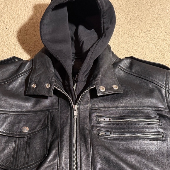 Men's Hooded Leather Jacket | The Jacket Maker | Bravado | XXL - Picture 4 of 12